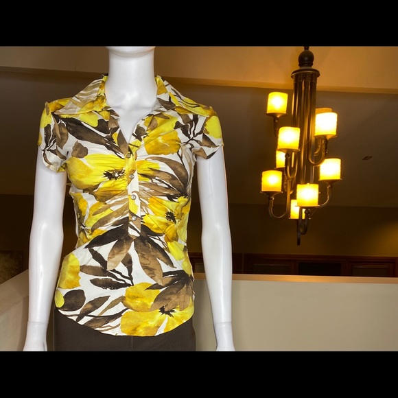Cache Yellow Floral Print Top - Picture 11 of 13